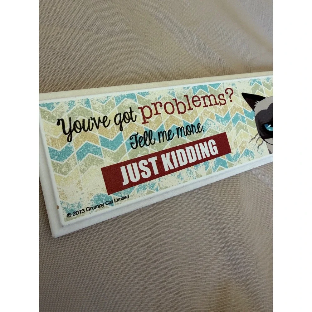 Grumpy Cat 2013 Sarcastic Desk Sign Wall Plaque You've Got Problems Just Kidding